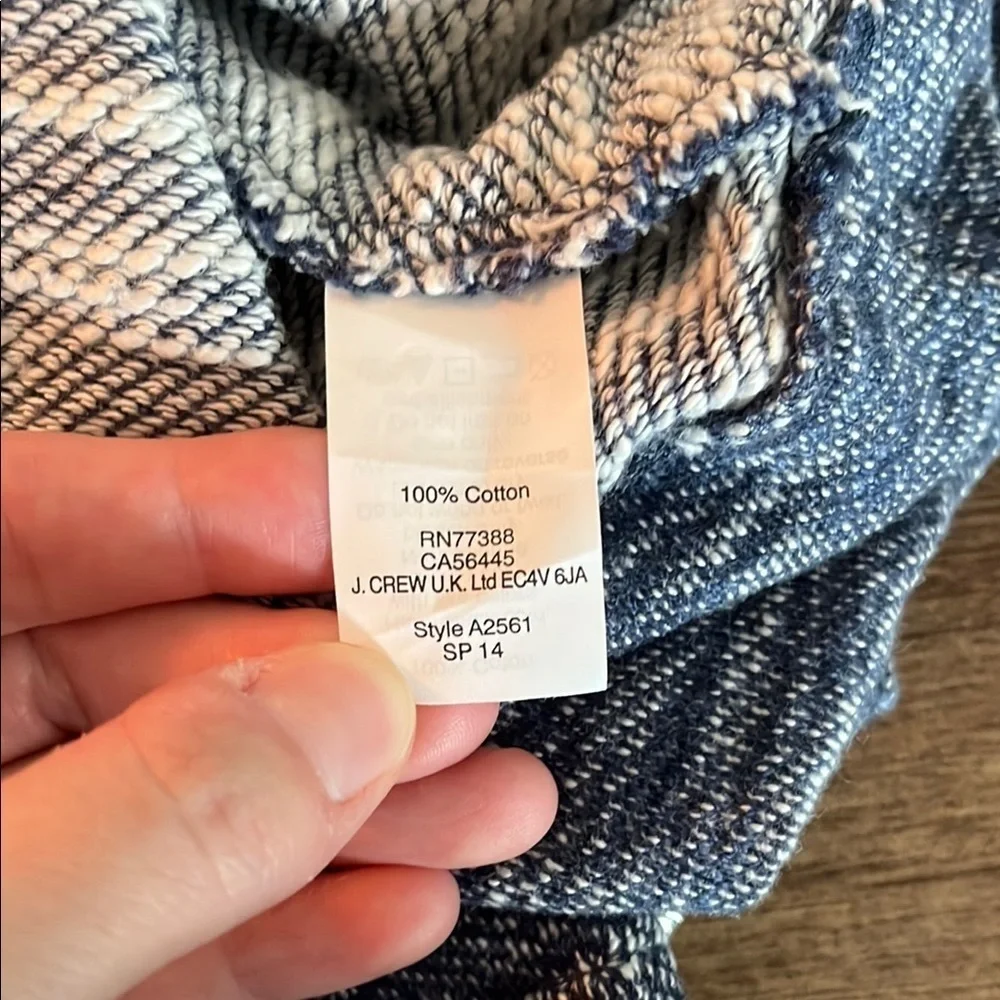 NWT J. Crew Blue and White Heathered Knit Sweater with Embellishments - Sz Small